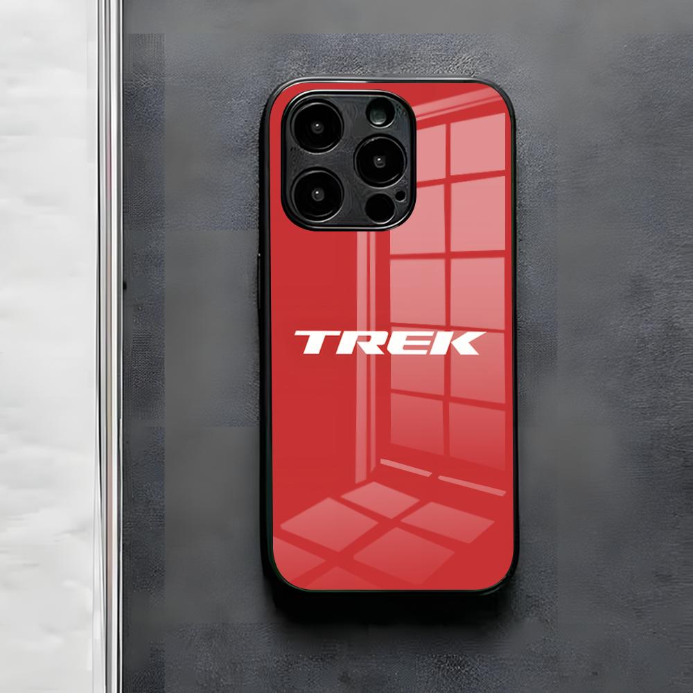 Чехол для телефона Bicycle T-TrekS для iPhone 17 Air 16 E Pro Max 15 14 13 Mini 12 Pro 11 Max Plus Черная стеклянная крышка