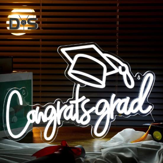 Светодиодная неоновая вывеска Congrat Grad, не мерцает, яркость регулируется, питание от USB, ночник Congrat Graduation Sign