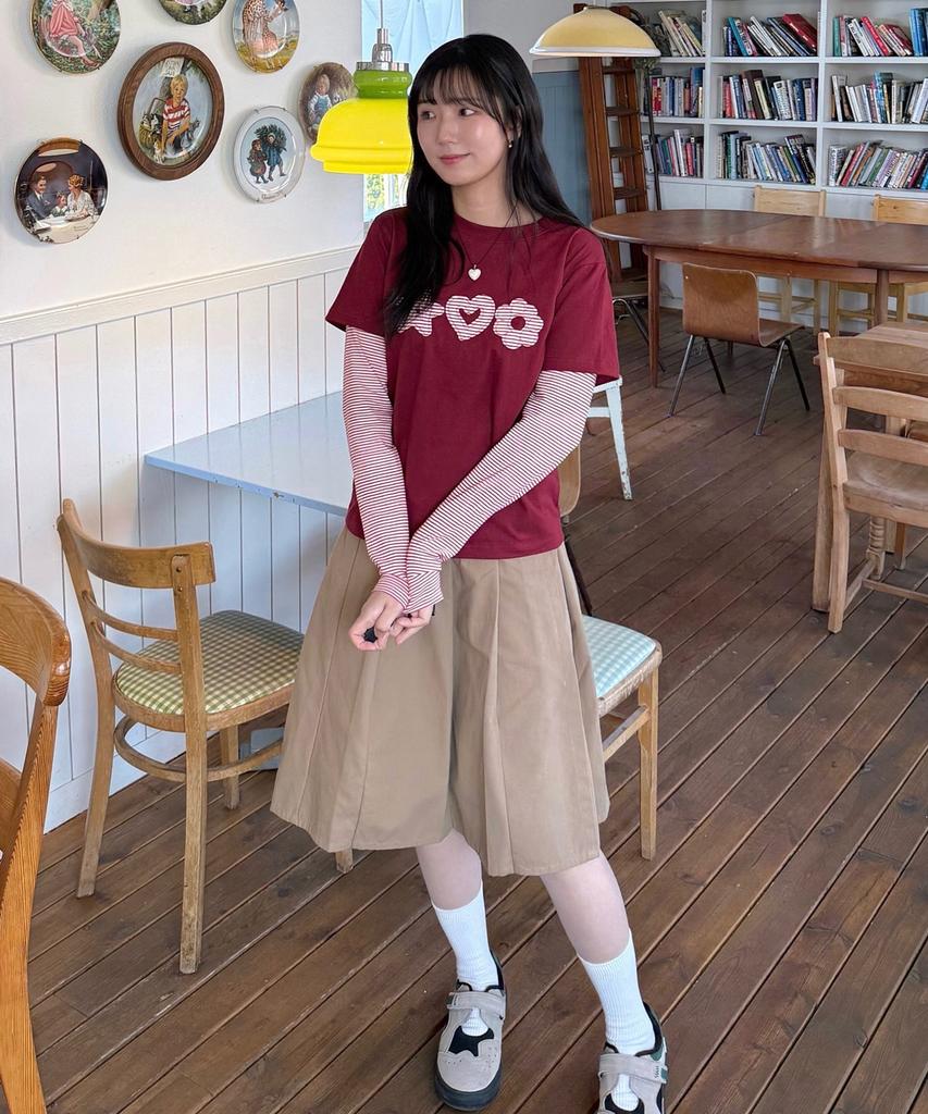 AWESOME STUDIO Striped Layered T-Shirt Wine