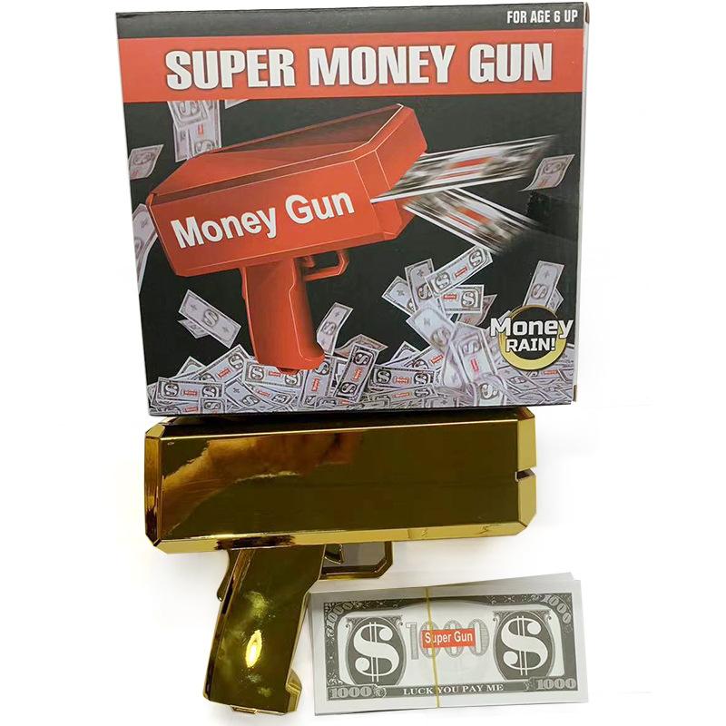 Оригинальная заводская поставка Новые игрушки-пистолеты для распыления странных денег, Распылитель денег в долларах США Глянцевая игра для вечеринки Свадебная машина для распыления денег
