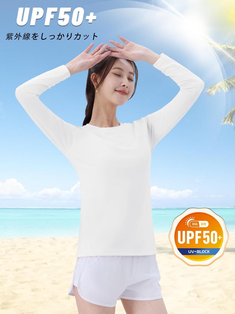 KEFITEVD Женская футболка с длинным рукавом, летняя, защита от УФ-лучей, размер S, легкая, защита, дышащая, влагоотводящая, быстросохнущая, топ, белая,