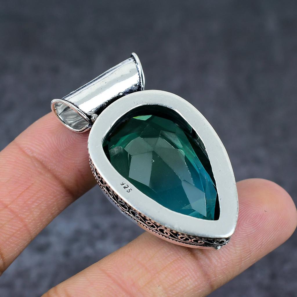 Подвеска из натурального индиголита и турмалина из стерлингового серебра 925 пробы 1,93 дюйма n0O97