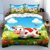 Smiling cow with flowers. Bedding sets Duvet cover sets Duvet covers Pillowcases(1 * Duvet Cover 2 * Pillowcases without duvet insert)