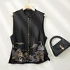Женский sleeveless жилет в китайском стиле с вышивкой и воротником-стойкой