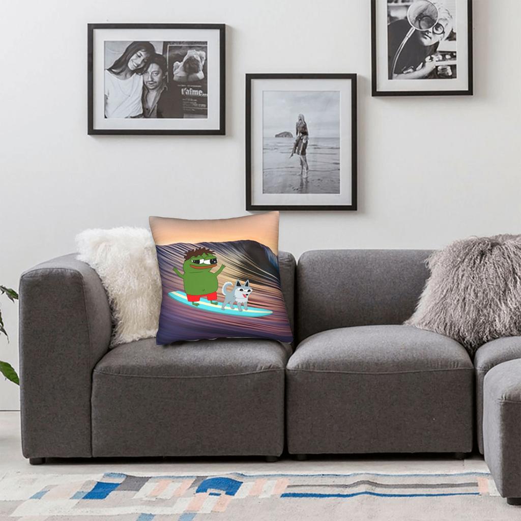 Pepe The Frog Pillowcases Cute Funny Pillow Case For Living Room Sofa Design Pillow Cover
