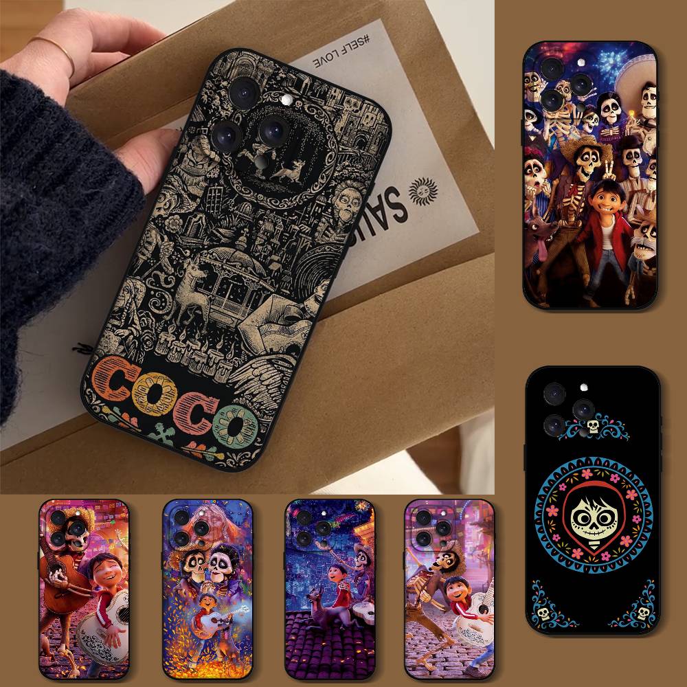 Чехол для телефона Мультфильм Кино C-Coco Для IPhone 1716 15 14 13 Pro Max 11 12 Mini X Xs XR Черный Силиконовый Чехол