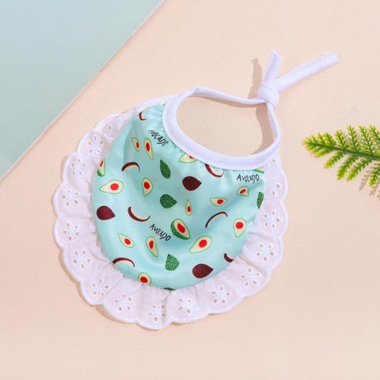 Нагрудник для домашних животных с мультяшным узором, приятный для кожи, кружевная отделка, удобный в носке, моющийся, декоративный полиэстер