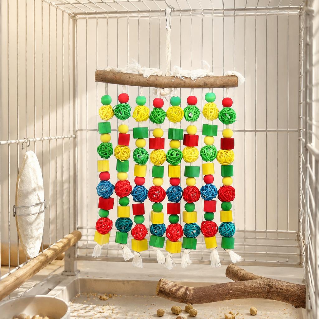 Bird Climbing Chew Toy Natural Vine Waterfall Hanging String for Parakeet Cockatiel African Grey Parrot Cage Swing Decorations