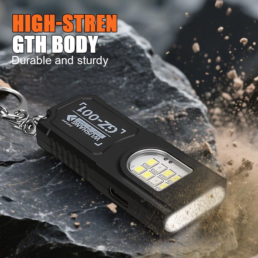 Компактный мини-светодиодный фонарик с USB-зарядкой, рабочим COB-светом и брелоком
