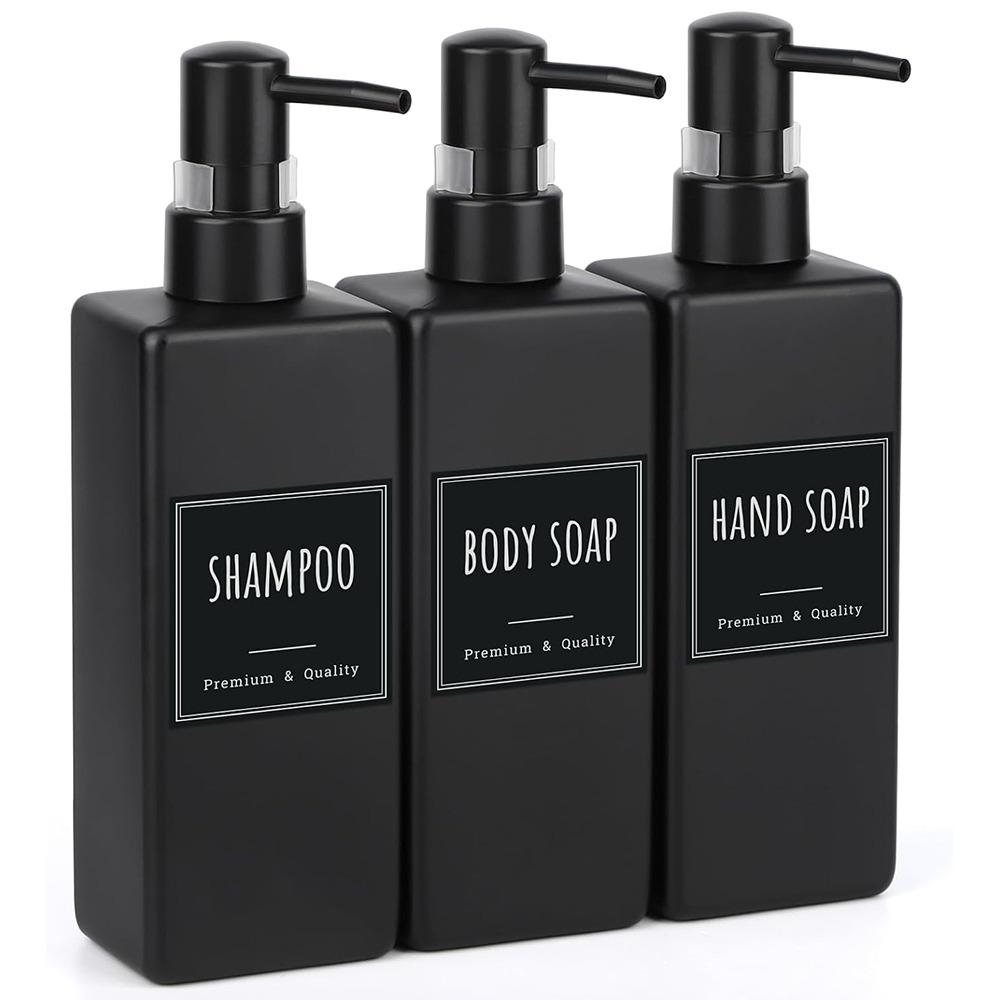 500ml Empty Hand Soap Dispenser Set with Label Modern Shampoo Container  for Bathroom Kitchen Toilet