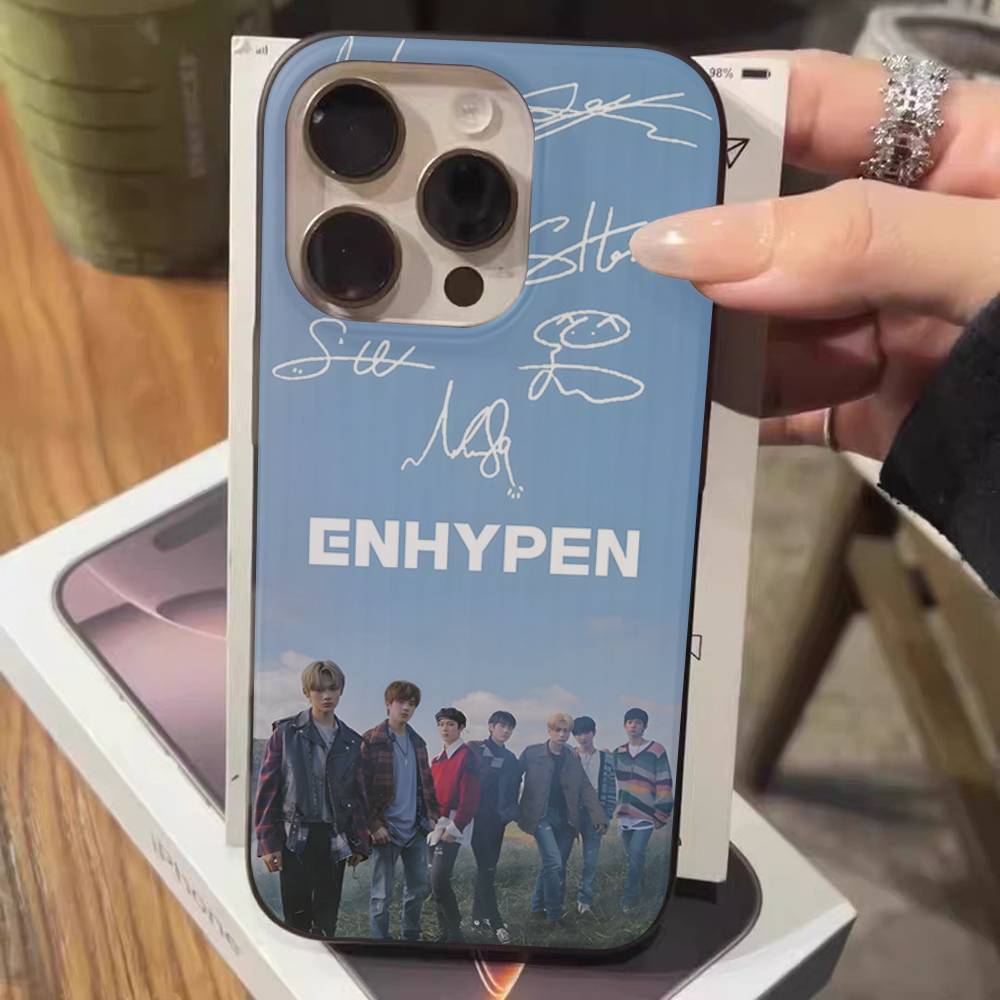 Korea E-Enhypenes Singing Group Phone Case For IPhone 17 16 15 14 Plus 11 12 13 Pro Max Shockproof Protection Soft Back Cover