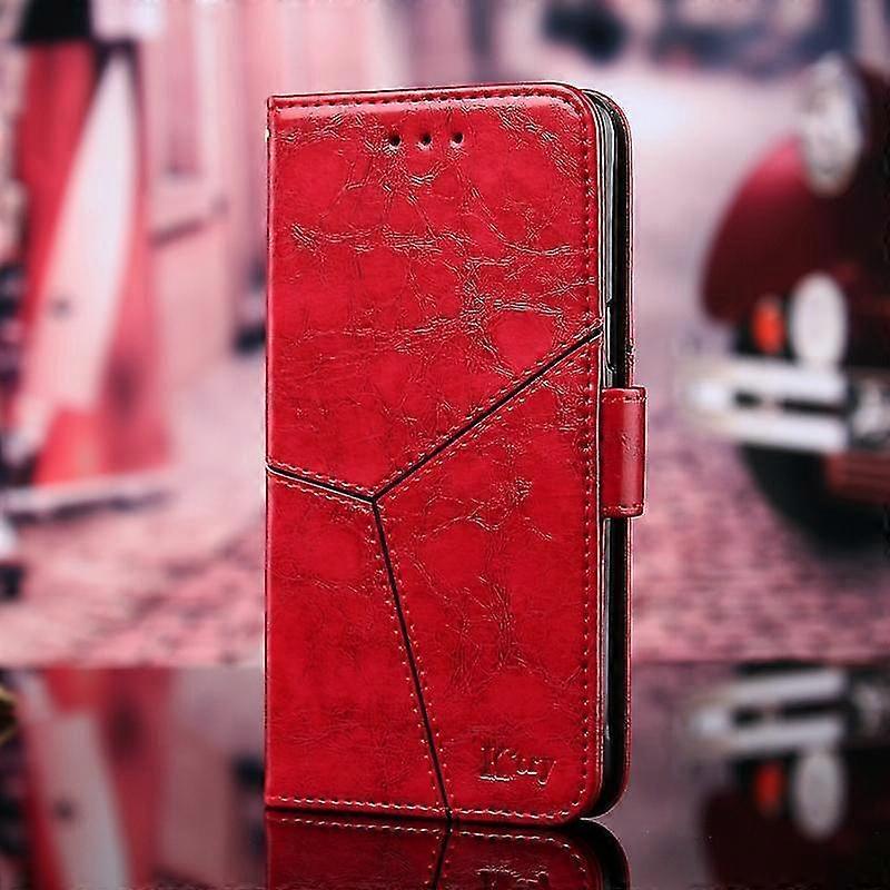 Case cover For Iphone X / Xs Geometric Stitching Horizontal Flip Tpu + Pu Leather Case With Holder & Card Slots & Wallet(red)