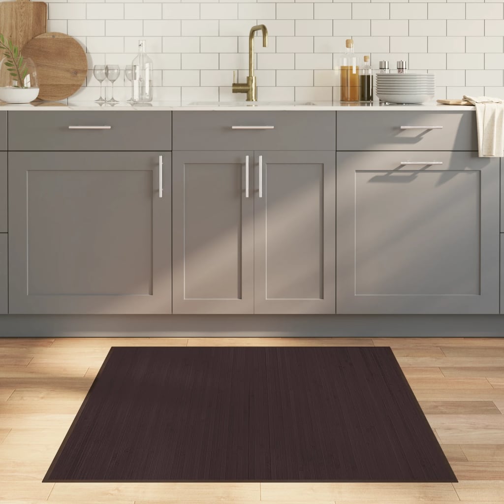 Square Rug Dark Brown 100 x 100 cm Bamboo
