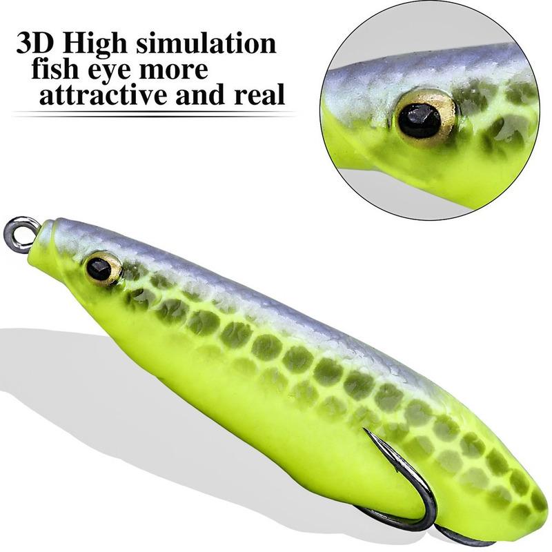 SOUGAYILANG 3pcs Umpan Pancing 3D Fish Eyes Double Hooks Soft Fishing Bait Soft Fishing Lures Outdoor Sea Fishing Tackle