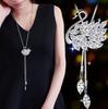 European and American Fashion Sweater Chain Water Drop Zircon Swan Long Necklace Sweater Accessories Femininity Pendant Pendant Tide