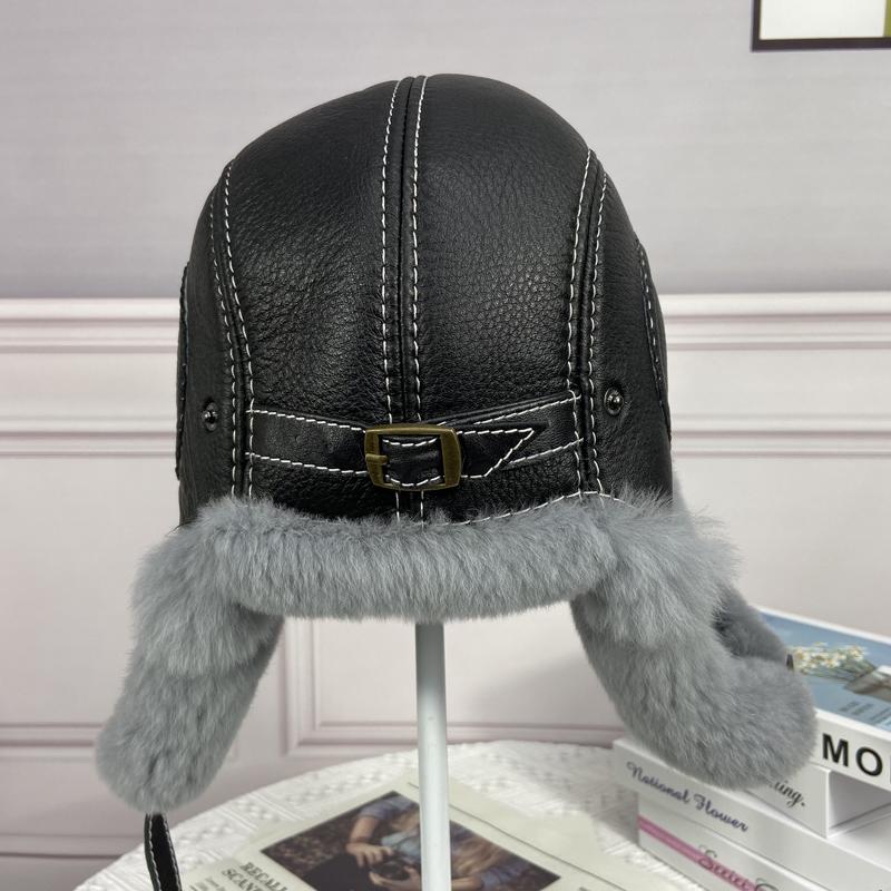 Шапка-бомбер из кроличьего меха мужская зимняя теплая толстая теплая шапка-ушанка из натуральной кожи с регулируемым ремешком снежные шапки