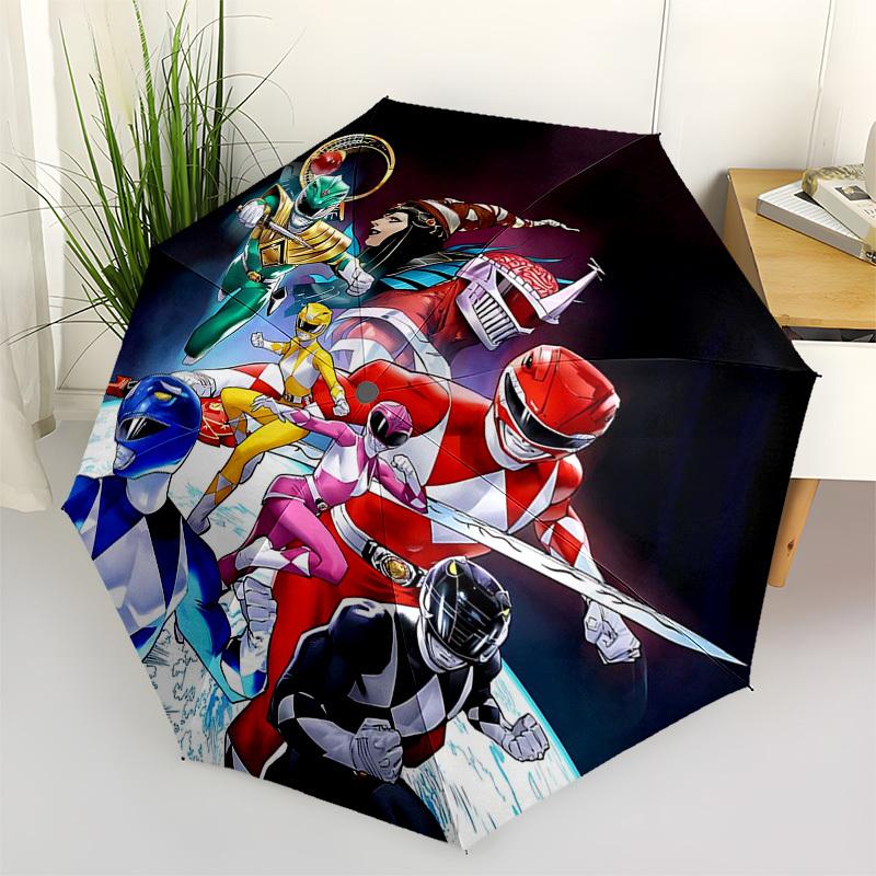 1pc Power Rangers Automatic Opening Folding Umbrella with 3-Fold Design, 8-Bone Iron Frame, Outdoor for Fans, Travelers, Daily Use, Gift for Festivals