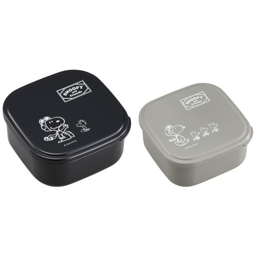 OSK Snoopy Black Lunch Box Set of 2, 360ml and 550ml Capacity, Made in Japan, Microwave Safe, Antibacterial, Stylish, Cute, Simple Design, Unisex, for