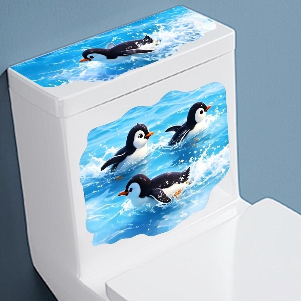 Removable Penguin Sticker Self-Adhesive Bathroom Decal Toilet Sticker  Kitchen Refrigerator Door