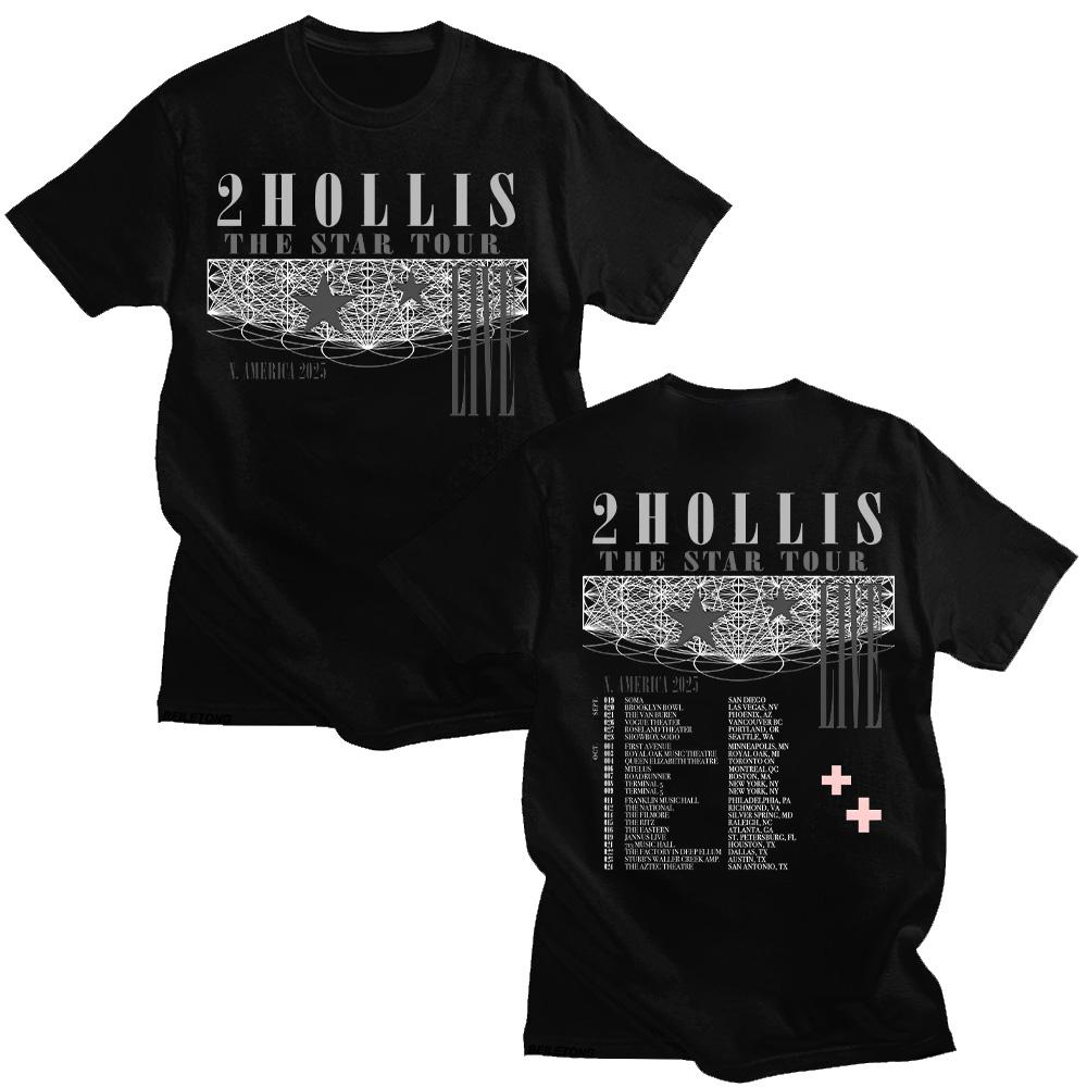 Футболка 2Hollis The Star Tour 2025 из хлопка с короткими рукавами для женщин и мужчин, модная повседневная футболка из высококачественного мягкого топа, новые универсальные футболки
