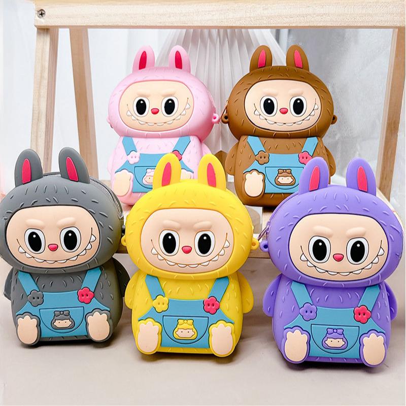 Популярная детская сумка для перекусов Labobo, мягкий силиконовый кошелек среднего размера, милый мультяшный стиль Bubble Mart, карман для монет, для детей, праздничный сюрприз