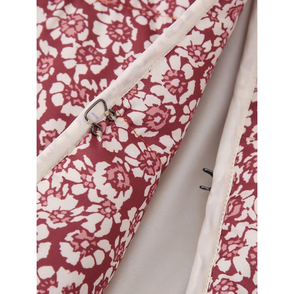 GMXIA Женские винтажные повседневные куртки и пальто с цветочным принтом на осень-зиму с длинным рукавом и квадратным воротником