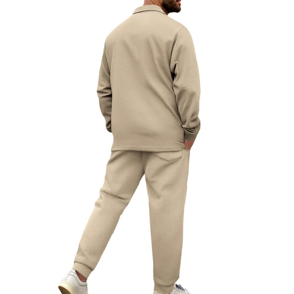 Мужской кардиган приталенного кроя, однобортный, с карманом, с длинным рукавом, спортивная одежда, элегантный костюм-двойка с длинными брюками