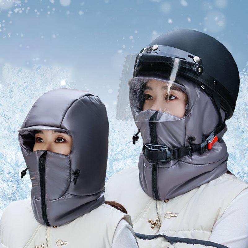 Women Winter Ear Protect Lei Feng Hat Plush Thickened Cycling Waterproof Windproof Cold Proof Pullover Pilot Cap Men Bomber Hats