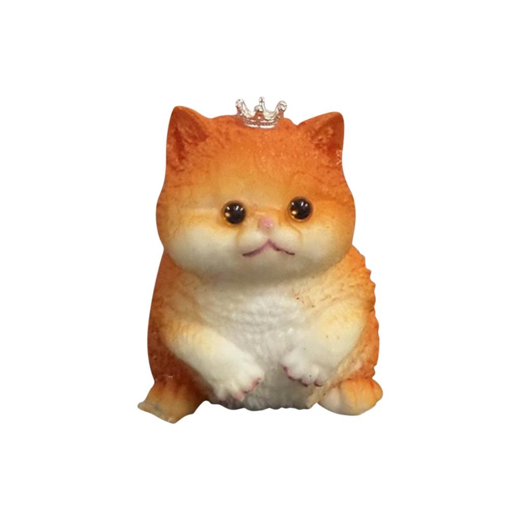 Плюшевая фигурка кошки с короной, мягкая декоративная игрушка, чучело животного, орнамент, реалистичная меховая текстура, для дома, рабочего стола, полки, витрины