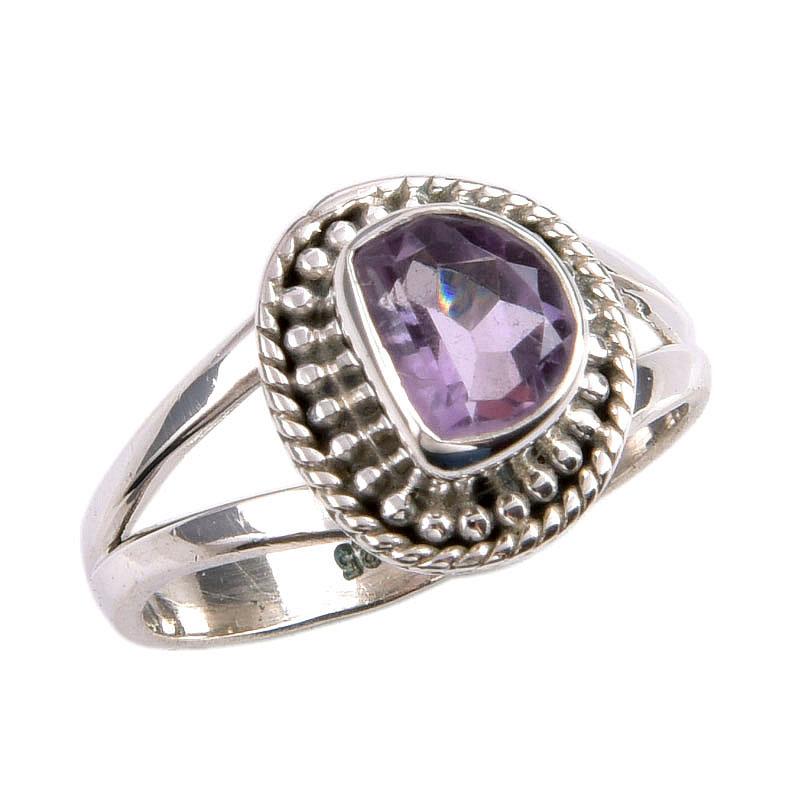 Natural Pink Amethyst Gemstone Handmade 925 Solid Silver Jewelry Ring S.6 K9z69