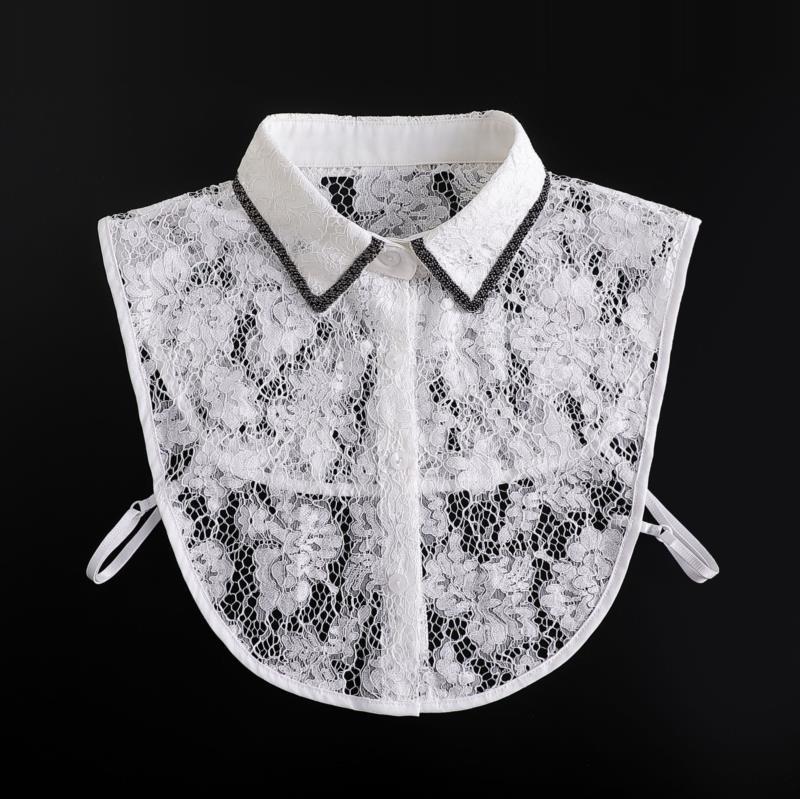 Women Embroidery Lace Detachable Lapel Fake Collar Shirt White Ruffles False Collar Woman Removable False Blouse Nep Kraagie