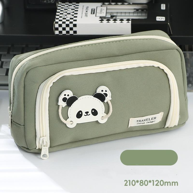 Черный пенал с пандой, супер-емкий дорогой пенал для девочек, школьный пенал для девочек