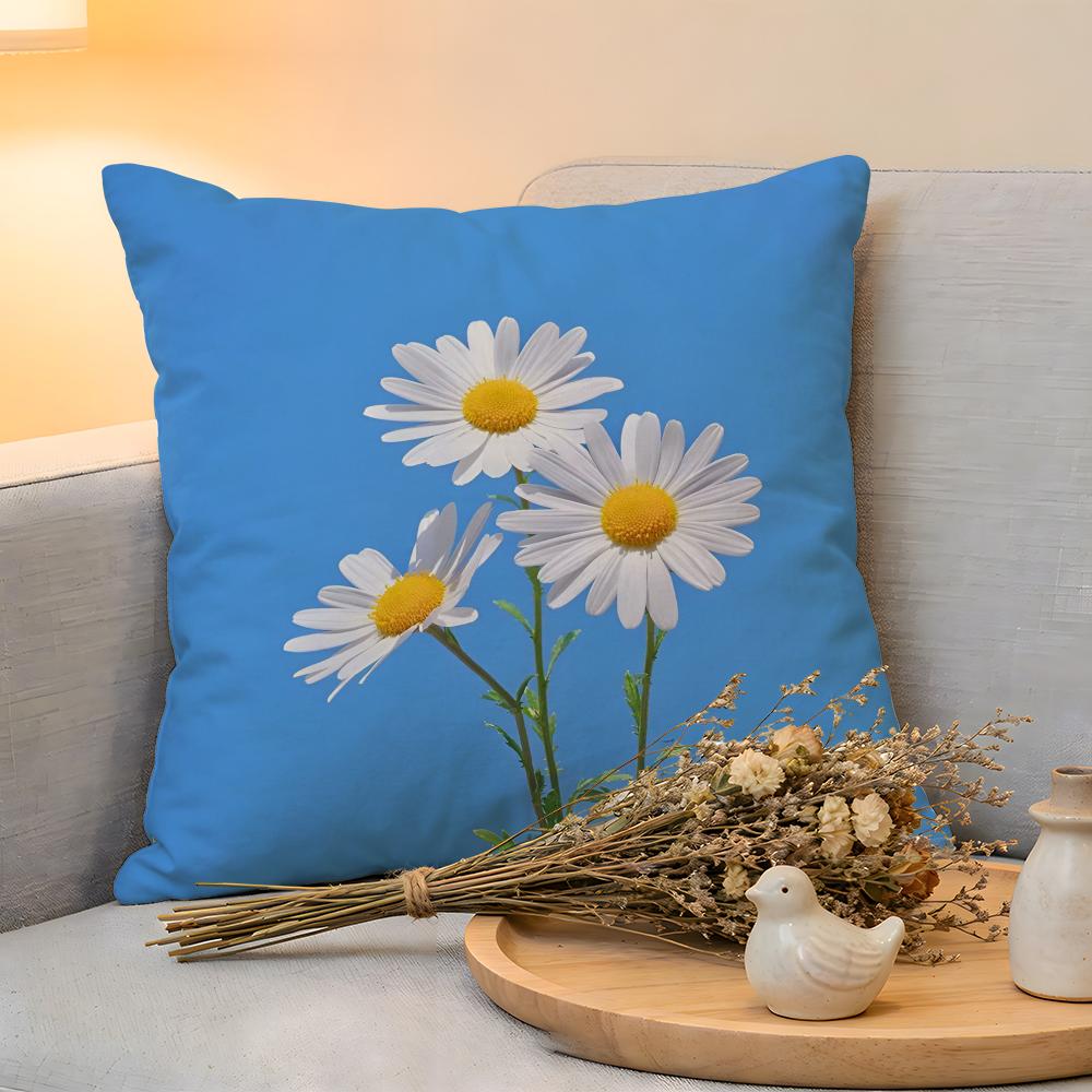 Cushion Cover Linen SkinFriendly Soft Decorative Case For Sofa Home Decor Fashion Daisy Pillow cover