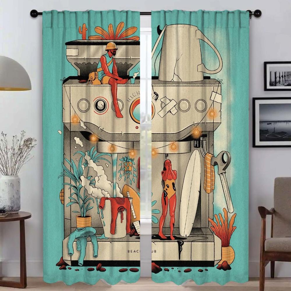 Домашний интерьер Шторы для Camera Imagination Blackout Шторы для комнаты 2 Панельные жалюзи Украшения на Хэллоуин Разделение Гостиная