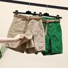 Soild Fashion Women High Waist Shorts Summer Shorts High Waist Women's Skirt Side Split Pockets Length Black Green White No Belt