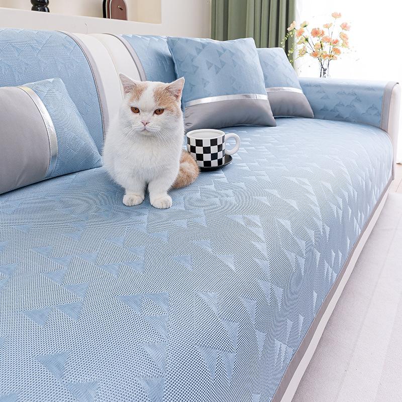 Summer Sofa Cushion New Ice Silk Cool Sofa Seat Cushion Fixed Non-Slip Cold Sofa Cover Cloth Towel