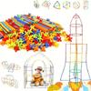 Creative Straw STEM Building Toys 100Pcs Interlocking Plastic Thin Tube Building Blocks Educational Toys for Children Boys Girls