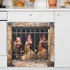 Cage Rooster Dishwasher Cabinet Home Background Decorative Stickers