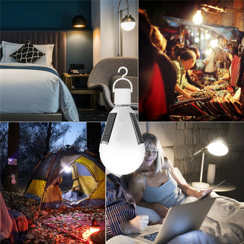 12w Led Solar Panel Light Bulb Tent Yard Garden Portable Camping Indoor/outdoor Lamp
