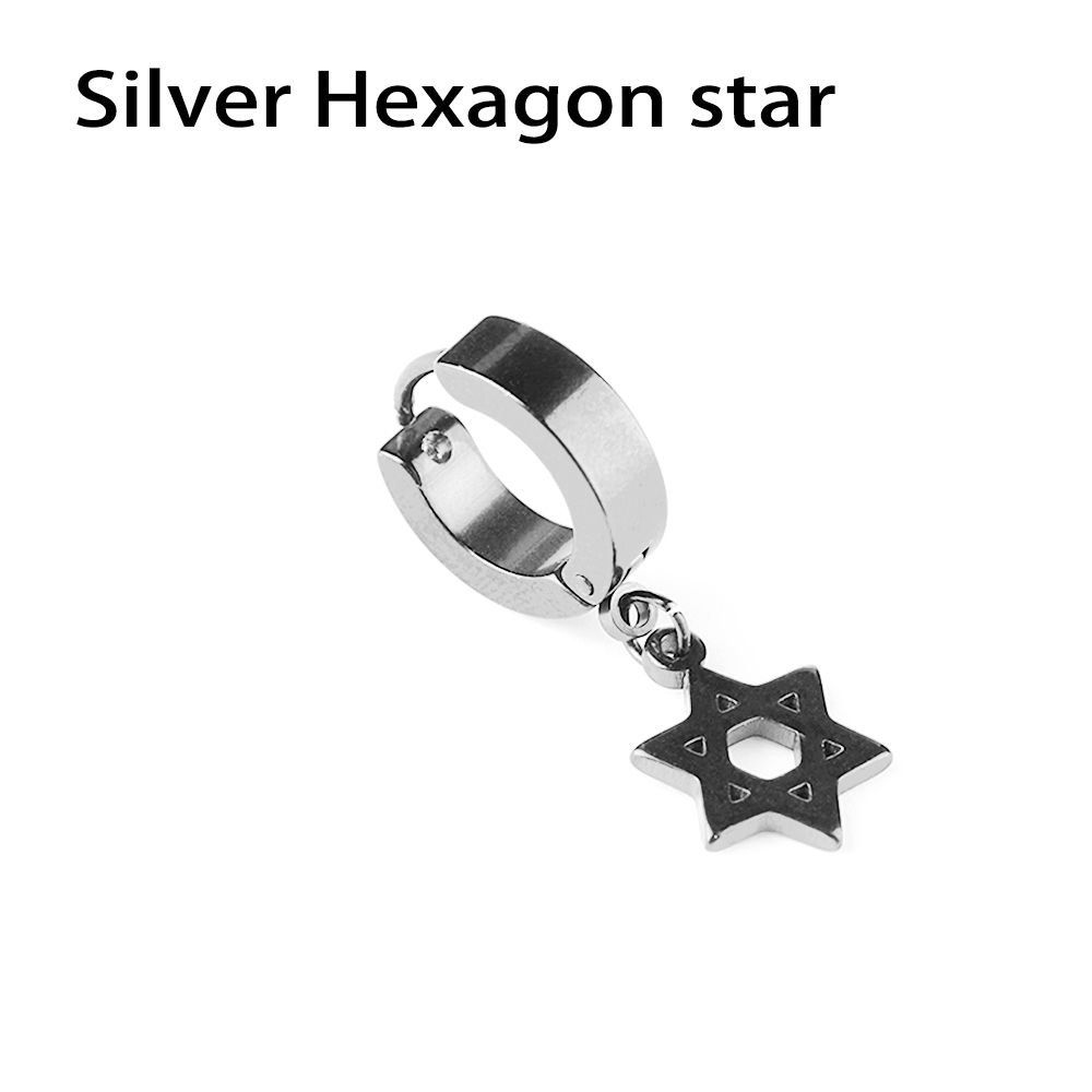 1Pc Punk Gothic Piercing Stainless Steel Cross Stars Dangle Earrings Ear Stud Pendant