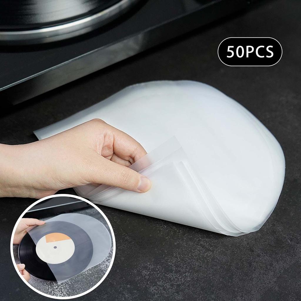 50 Piece Vinyl Record Inner Sleeves Transparent Durable Outer Cover Storage