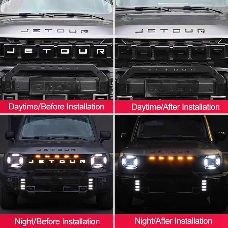 emsqc4 For Jetour T2 i-DM Ich - X K3 Car Emblem Blackout Sticker Grille Light Letter Badge Black Warrior Matte Black Emblem Accessories