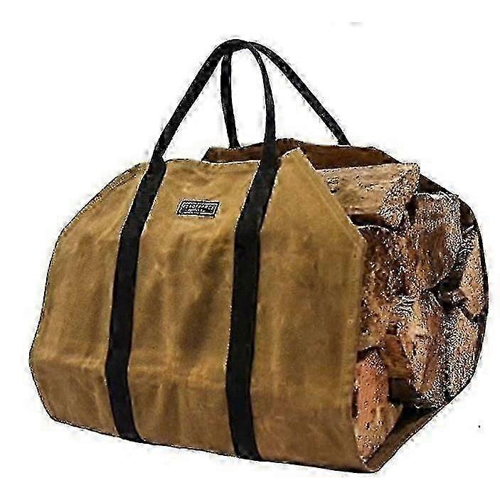 Heavy Duty Firewood Carrier For Logs With Sturdy Handles And Waxed Canvas