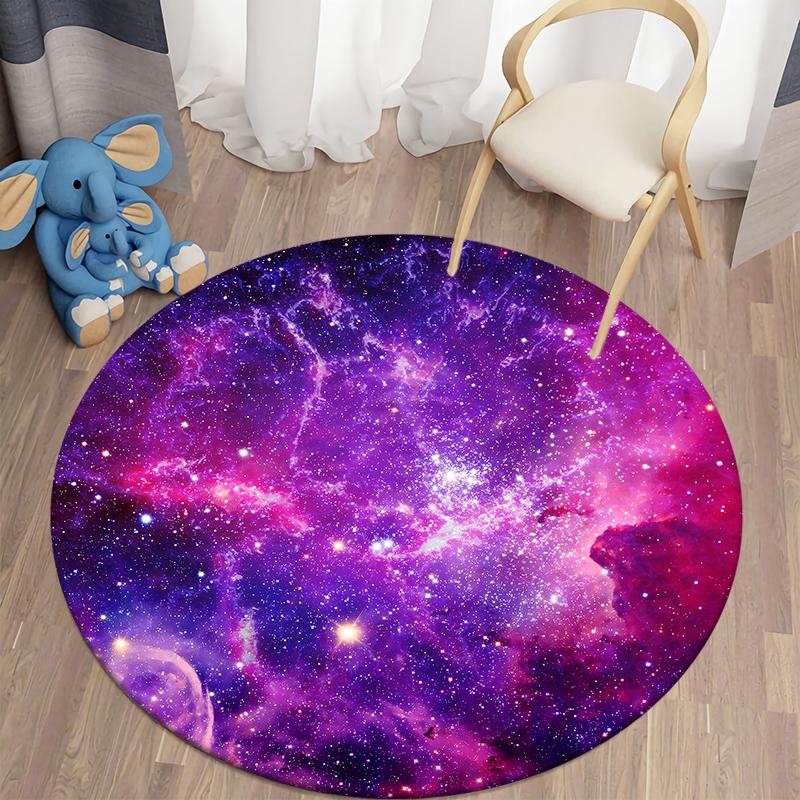 Круглый коврик Galaxy Space, психоделические фиолетовые 3D круглые ковры для детской комнаты, коврики для гостиной, коврик для спальни, коврик для спальни