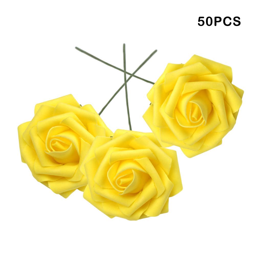 50 шт. Портативные реалистичные искусственные цветы для дома, офиса, отеля, для помещений, улицы, свадьбы, многоразовые имитационные розы
