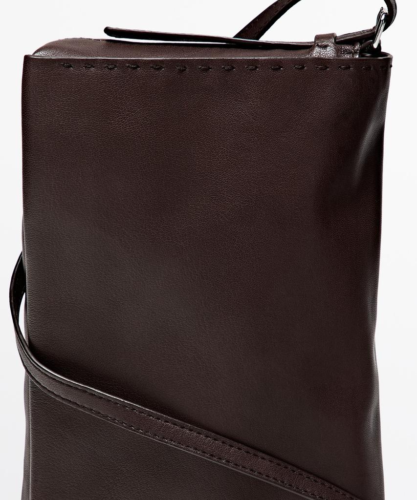 Massimo Dutti Napa Leather Stitch Detail Crossbody Bag