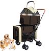 JZOOOZ Separate Pet Cart for Multiple Pets with 4 Swivel Front and Rear Wheel Easy To and (Size 58x46x97cm, Brown) Wheels, 2-Tier Design, Casters,