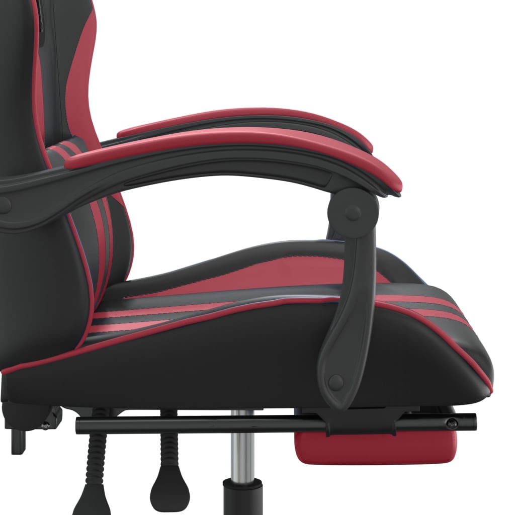 Gaming Chair with Footrest Black and Burgundy PU Leather