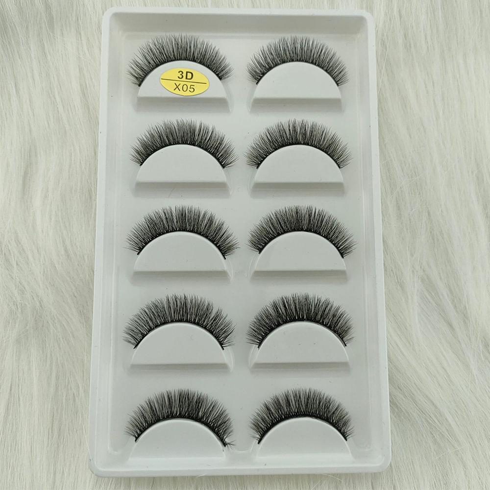 3D Норковые Накладные Ресницы 5 Пар Пушистые Объемные Ресницы с Эффектом Легкости Натурального Вида Полоски Пучки для Вечеринки Ежедневного Натурального Макияжа