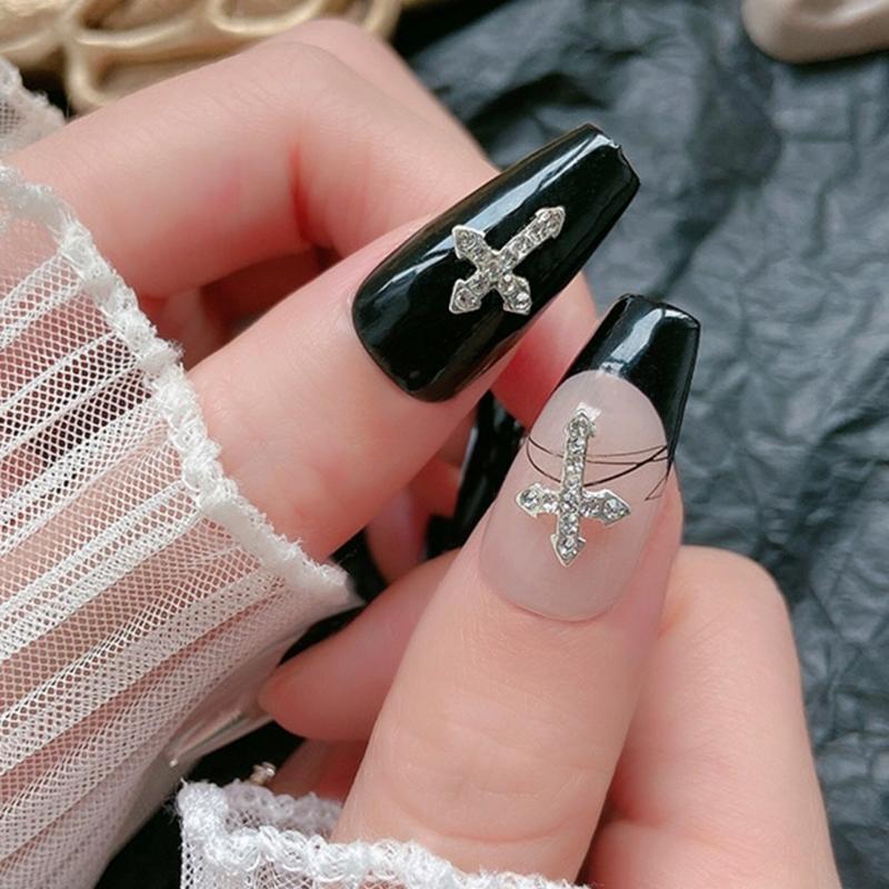 10 шт. 3D крестовые charms для ногтей, сплав, ретро крестовые charms для ногтей, украшения, DIY, сплав, украшения для ногтей